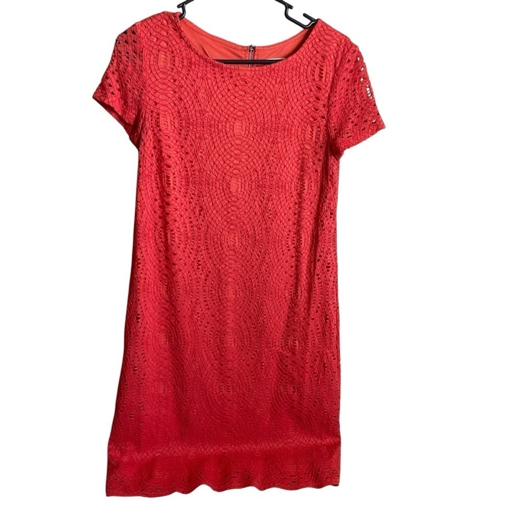 Chico’s Coral Crochet Lace Sheath Dress Size 0 (XS)